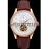 Replica Jaeger-LeCoultre Master Tourbillon Dualtime White Dial Gold Case With Diamonds Brown Leather Strap  622782