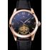 Cheap Jaeger LeCoultre Master Moonphase Tourbillon Black Dial Rose Gold Case Black Leather Strap