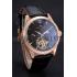 Cheap Jaeger LeCoultre Master Moonphase Tourbillon Black Dial Rose Gold Case Black Leather Strap