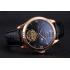 Cheap Jaeger LeCoultre Master Moonphase Tourbillon Black Dial Rose Gold Case Black Leather Strap