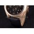 Jaeger Lecoultre Master Chronograph Gold Bezel Black Leather Band  621619 Replica