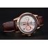 Longines Column Wheel White Dial Gold Case Brown Leather Strap Replica