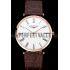 Swiss Longines Grande Classique White Dial Roman Numerals Rose Gold Case Brown Leather Strap