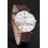 Swiss Longines Grande Classique White Dial Roman Numerals Rose Gold Case Brown Leather Strap