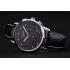 Longines Column Wheel Black Dial Silver Stainless Steel Case Black Leather Strap