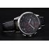 Longines Column Wheel Black Dial Silver Stainless Steel Case Black Leather Strap