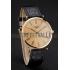 Swiss Longines Grande Classique Gold Dial Roman Numerals Gold Case Black Leather Strap