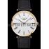 Swiss Longines Grande Classique White Dial Roman Numerals Gold Case Black Leather Strap