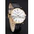 Swiss Longines Grande Classique White Dial Roman Numerals Gold Case Black Leather Strap