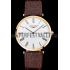 Swiss Longines Grande Classique White Dial Roman Numerals Gold Case Brown Leather Strap Replica