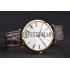 Swiss Longines Grande Classique White Dial Roman Numerals Gold Case Brown Leather Strap Replica