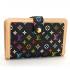 Louis Vuitton Monogram Multicolore M92988 Black Cow Leather Wallet Replica