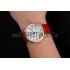 Cartier Ronde Louis Cartier White Dial Gold Case Red Leather Strap