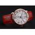 Cartier Ronde Louis Cartier White Dial Gold Case Red Leather Strap