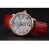 Cartier Ronde Louis Cartier White Dial Gold Case Red Leather Strap