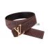 Louis Vuitton  Brass Logo Buckle Brown Suede Leather Belt