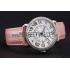 Replica Cartier Ronde Louis Cartier White Dial Stainless Steel Case Diamond Bezel Pink Leather Strap