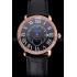 Cartier Ronde Louis Cartier Black Dial Gold Case Diamond Bezel Black Leather Strap