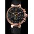 Cheap Louis Vuitton Tambour Chronograph Black Dial Rose Gold Case Black Leather Strap