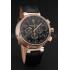 Cheap Louis Vuitton Tambour Chronograph Black Dial Rose Gold Case Black Leather Strap