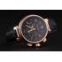 Cheap Louis Vuitton Tambour Chronograph Black Dial Rose Gold Case Black Leather Strap