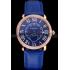 Cartier Ronde Louis Cartier Blue Dial Gold Case Diamond Bezel Blue Leather Strap Replica