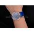 Cartier Ronde Louis Cartier Blue Dial Gold Case Diamond Bezel Blue Leather Strap Replica