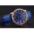 Cartier Ronde Louis Cartier Blue Dial Gold Case Diamond Bezel Blue Leather Strap Replica