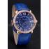 Cartier Ronde Louis Cartier Blue Dial Gold Case Diamond Bezel Blue Leather Strap Replica