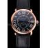 Cartier Ronde Louis Cartier Black Dial Gold Case Black Leather Strap