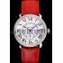 Cartier Ronde Louis Cartier White Dial Stainless Steel Case Diamond Bezel Red Leather Strap Replica