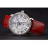 Cartier Ronde Louis Cartier White Dial Stainless Steel Case Diamond Bezel Red Leather Strap Replica