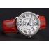 Cartier Ronde Louis Cartier White Dial Stainless Steel Case Diamond Bezel Red Leather Strap Replica