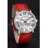 Cartier Ronde Louis Cartier White Dial Stainless Steel Case Diamond Bezel Red Leather Strap Replica