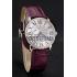 Cartier Ronde Louis Silver Diamond Case White Dial Purple Leather Bracelet 1454009