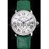 Cartier Ronde Louis Cartier White Dial Stainless Steel Case Diamond Bezel Green Leather Strap