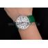 Cartier Ronde Louis Cartier White Dial Stainless Steel Case Diamond Bezel Green Leather Strap