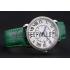 Cartier Ronde Louis Cartier White Dial Stainless Steel Case Diamond Bezel Green Leather Strap