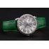 Replica Cartier Ronde Louis Silver Diamond Case White Dial Green Leather Bracelet 1454012