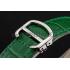 Replica Cartier Ronde Louis Silver Diamond Case White Dial Green Leather Bracelet 1454012