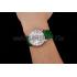 Replica Cartier Ronde Louis Silver Diamond Case White Dial Green Leather Bracelet 1454012