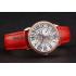 Cartier Ronde Louis Gold Diamond Case White Dial Red Leather Bracelet 1454005