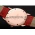 Cartier Ronde Louis Gold Diamond Case White Dial Red Leather Bracelet 1454005