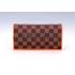 Cheap Louis Vuitton Ebene Damier Brazza Wallet with Orange Leather Trim