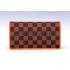 Cheap Louis Vuitton Ebene Damier Brazza Wallet with Orange Leather Trim