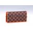 Cheap Louis Vuitton Ebene Damier Brazza Wallet with Orange Leather Trim