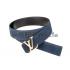 Louis Vuitton  Brass Logo Buckle Blue Suede Leather Belt