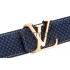 Louis Vuitton  Brass Logo Buckle Blue Suede Leather Belt