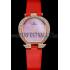 Omega Ladies Watch Pink Dial Gold Case With Diamonds Red Leather Strap  622831 Replica