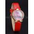 Omega Ladies Watch Pink Dial Gold Case With Diamonds Red Leather Strap  622831 Replica